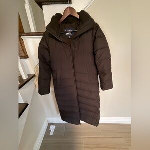 Lands’ End Max 600 Down Long Maxi Coat Size Small, color: lush burgundy